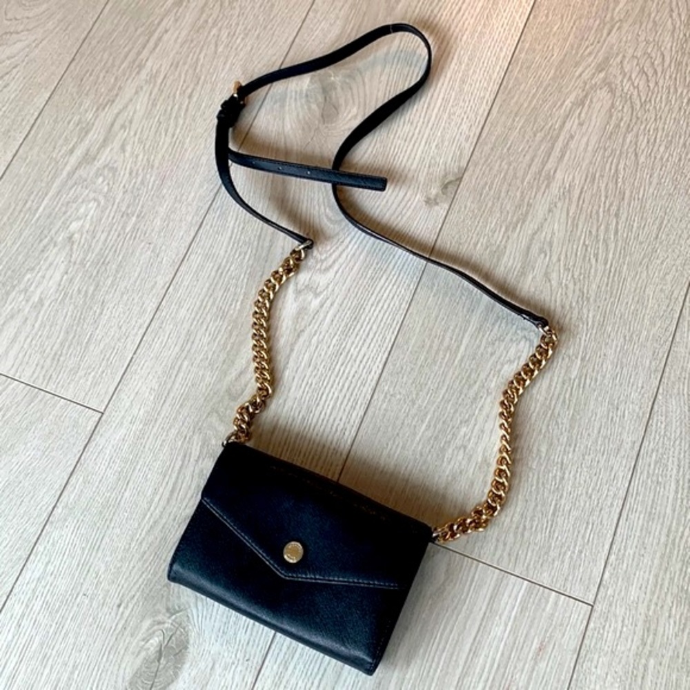 COPY - MICHAEL KORS Leather Bag Small Crossbody Mini Black Purse Gold Chain